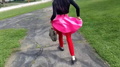 Skinny girl showing off her plug